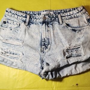 KanCan Faded Blue Ripped Jean Shorts